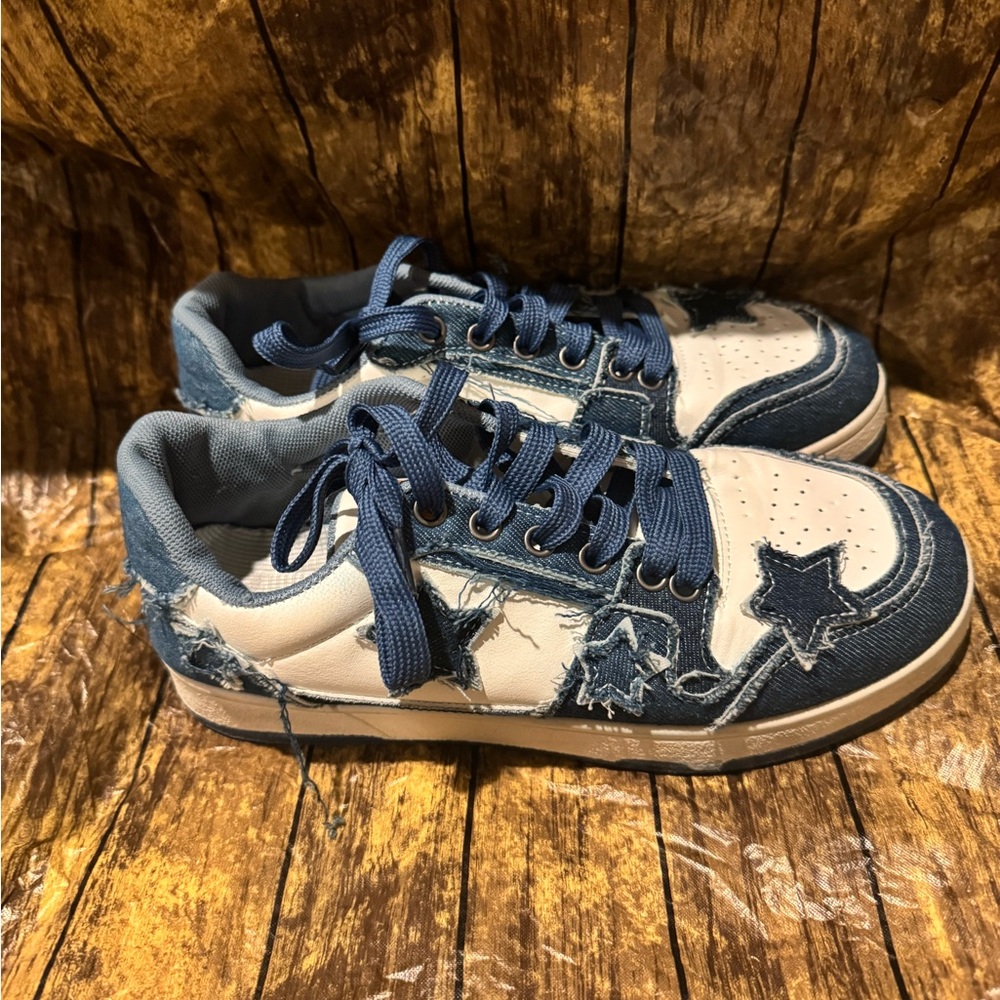 Paco Gil Star Patch Denim Sneakers Size 6 Y2K
